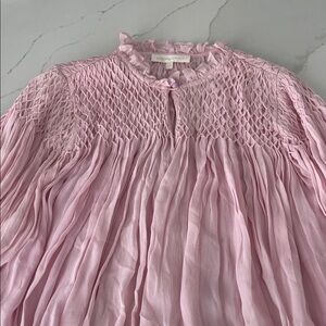 LoveShackFancy Light Pink Smocked Blouse